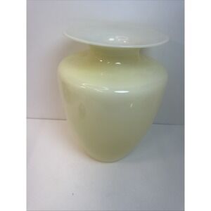 14" Blown Glass Vase Yellow Gradient White Inside Very Unique Murano Style